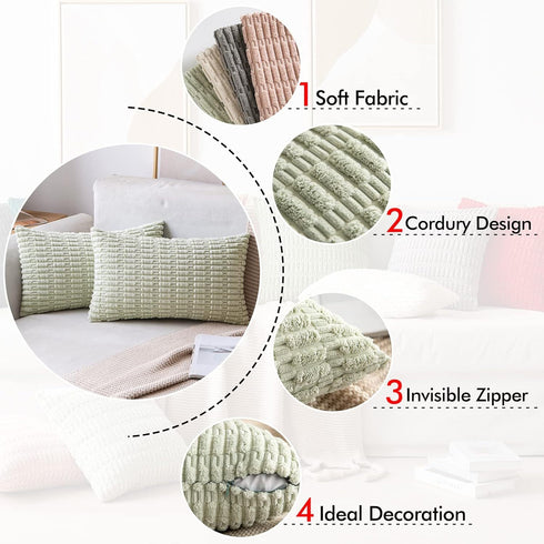 Corduroy Decorative Throw Pillow Covers Soft Boho Striped Modern Farmhouse Christmas Home Decor For Sofa Living Room Couch Bed